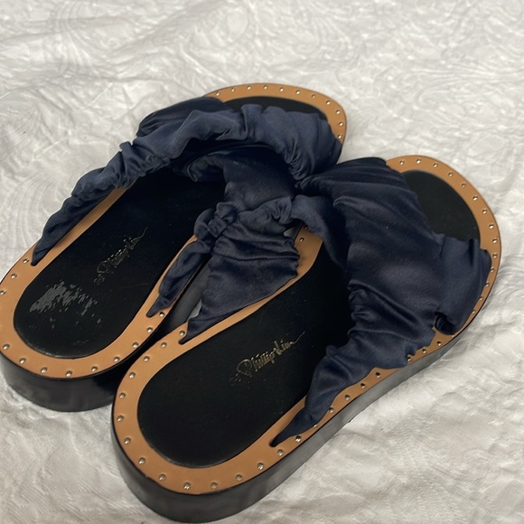3.1 Phillip Lim satin Navy Blue slide sandals size 37 - Picture 3 of 7